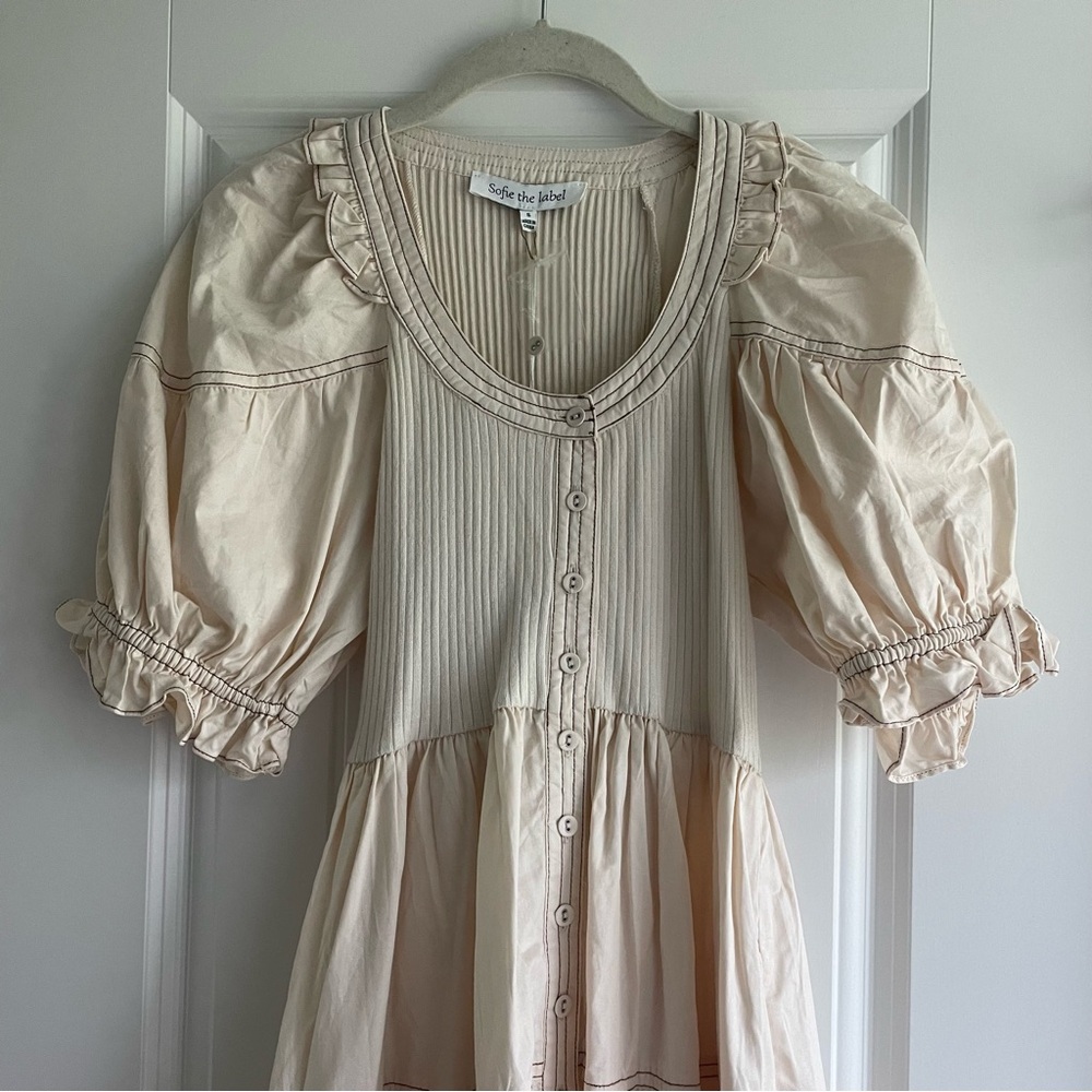 Pinkblush Cream Ruffled Tiered Midi Dress - Picture 3 of 7